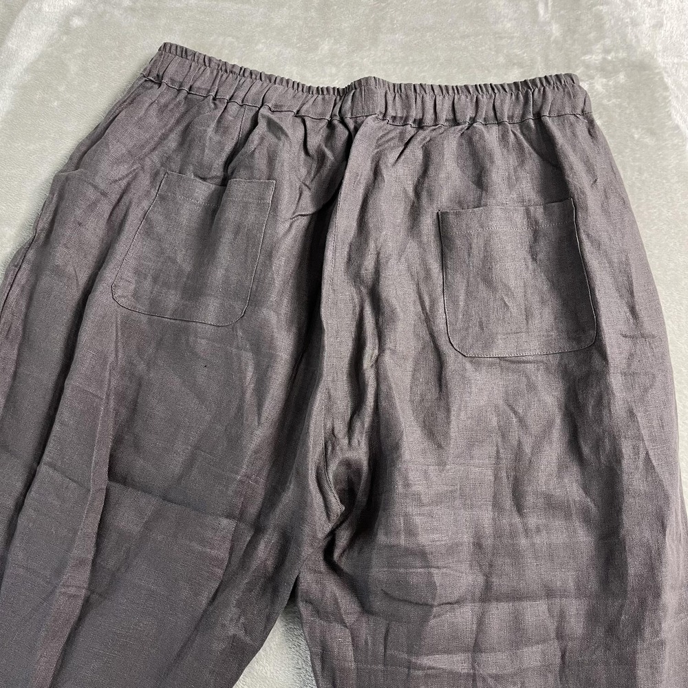 IXIMO Pants Womens XL Gray Linen Ankle Tapered Elastic Waist Pockets Lagenlook - Picture 4 of 13